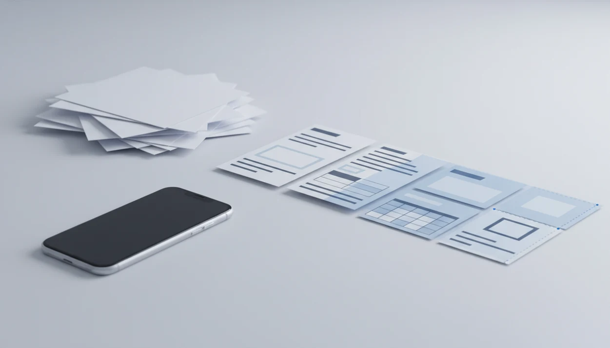 A phone turns PDF pages into editable document blocks, suggesting mobile PDF to Word conversion.